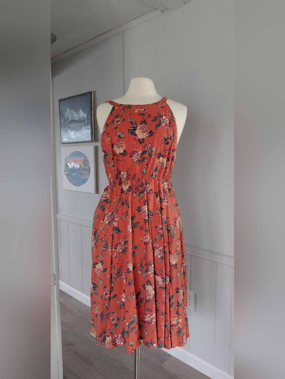 Torrid Challis Halter Dress Sz 2 Or 18/20 Orange Floral Nwt